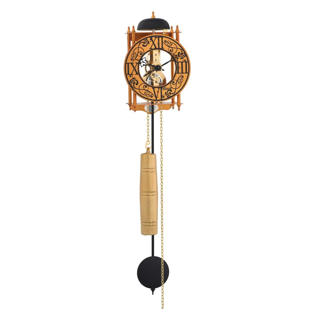 Skeleton Pendulum Wall Clock - 24" - Orange and Black