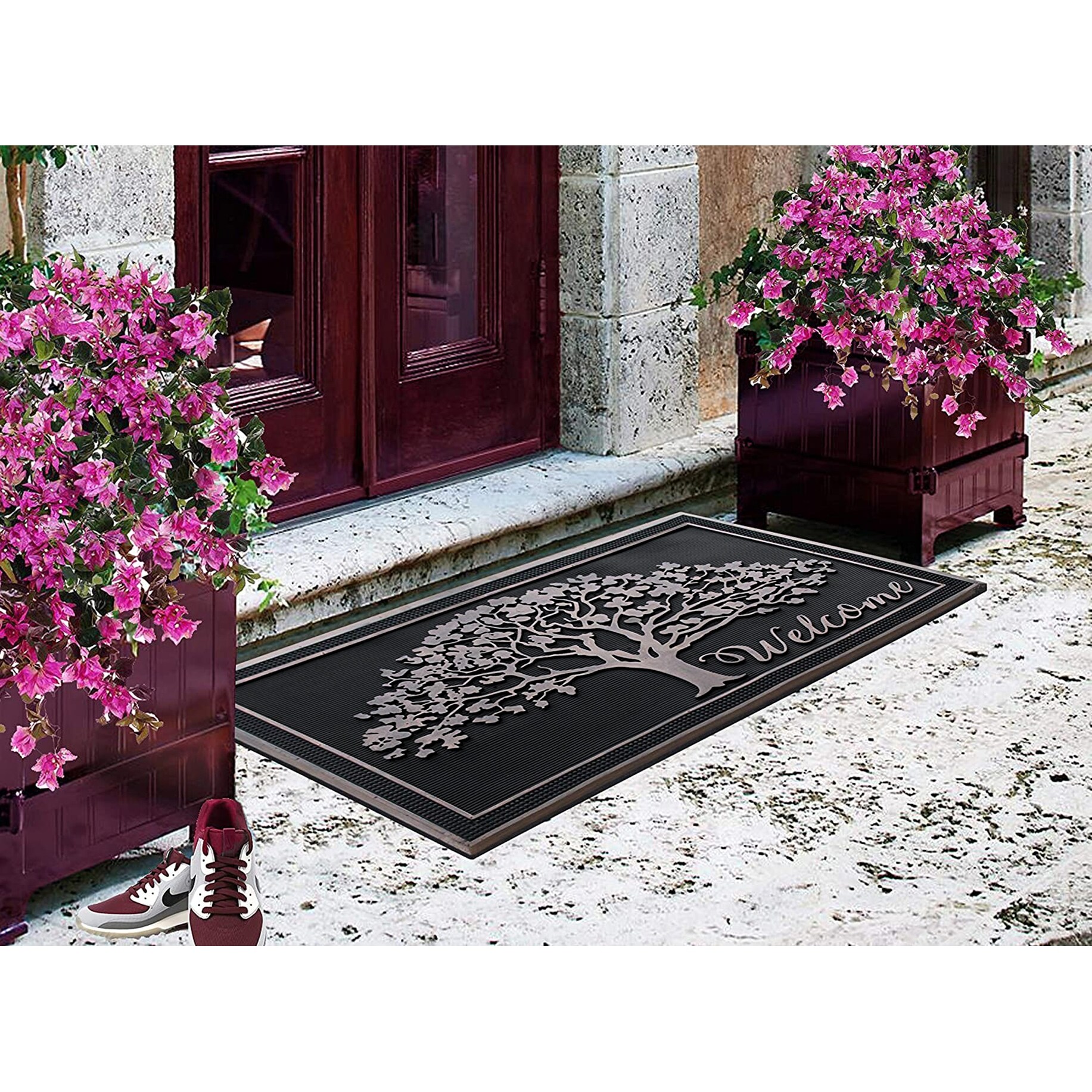 Welcome Rubber Non-Slip 28'' x 18'' Indoor Outdoor Doormat