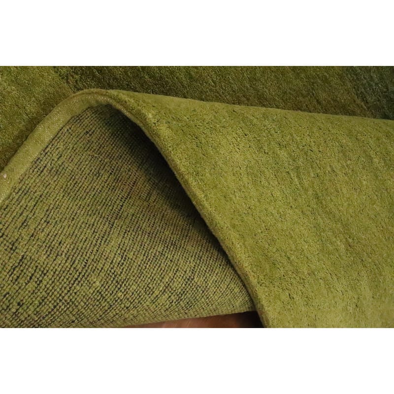 Hand Knotted Oriental 100% Wool Carpet Modern Stripe Green Gabbeh Area Rug - 7' 8'' X 5' 6''