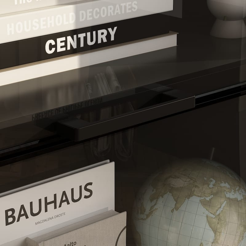 Sleek Aluminum Cabinet with Four Doors and Adjustable Strip Lights