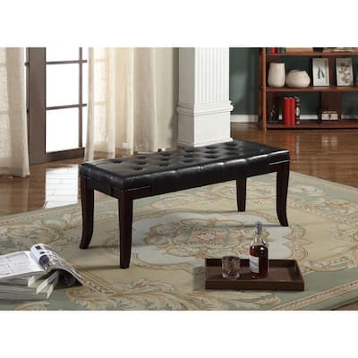 Linon Faux Leather Espresso Tufted Bench