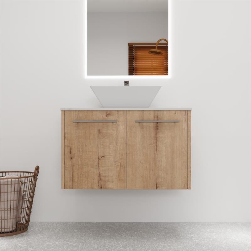 Bathroom Vanity With Sink In 24/30 Inch, Floating Bathroom Vanity With Soft Close Door