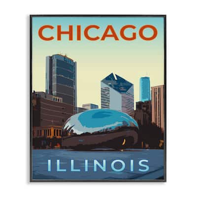 Stupell Chicago Bean Landmark Framed Giclee Art Design By Victoria Barnes