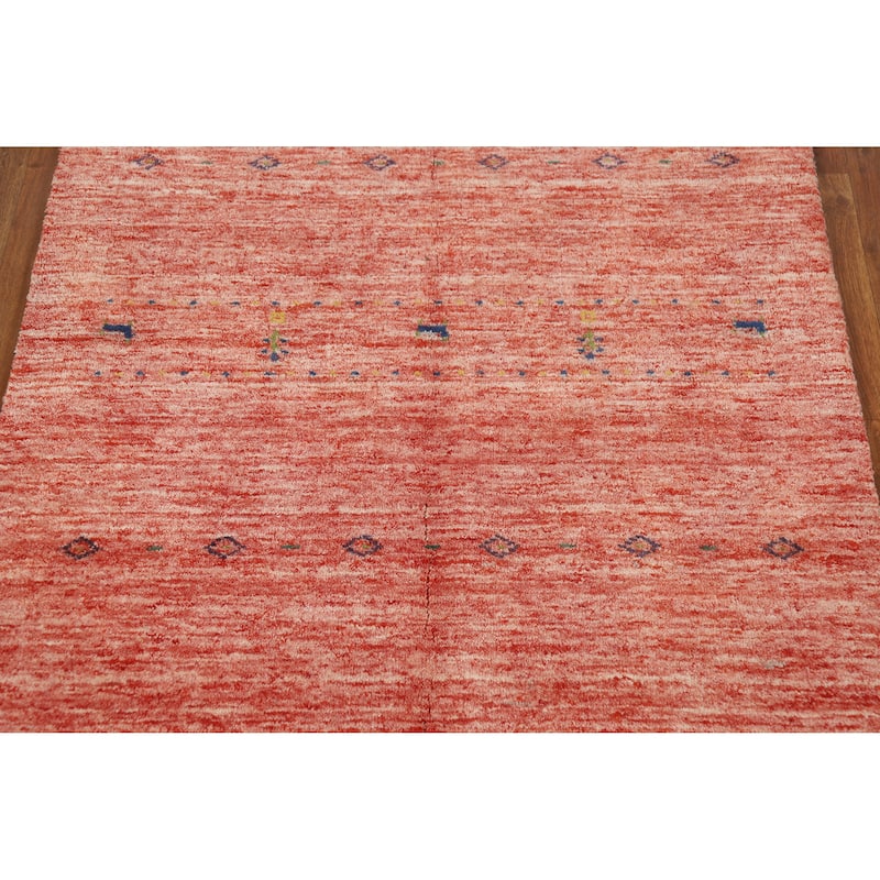 Gabbeh Indian Rug Handmade Bedroom Orange Wool Carpet - 3'9" x 5'8"