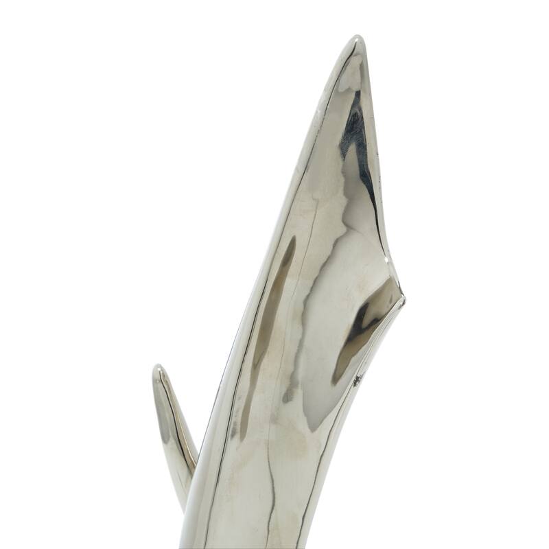 Silver Porcelain Ceramic Abstract Decorative Sculpture with Black Base
