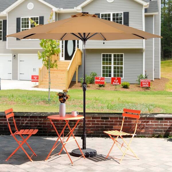 Shop 9ft Patio Umbrella Solar Light Beige Outdoor Patio Umbrella Overstock 31945415
