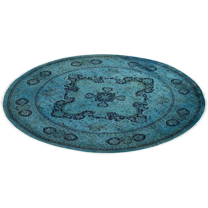 Fine Vibrance, One-of-a-Kind Hand-Knotted Area Rug - Gray, 7' 1" x 7' 1" - 7' 1" x 7' 1"