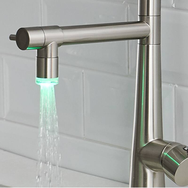 2 Spout Pull Down Single Handle Kitchen Faucet with LED Light
