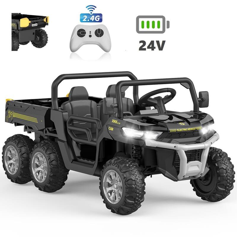 24V 6 Wheels Kids Ride on Truck Car for 3-8 Yrs Old Boys Girls - Black