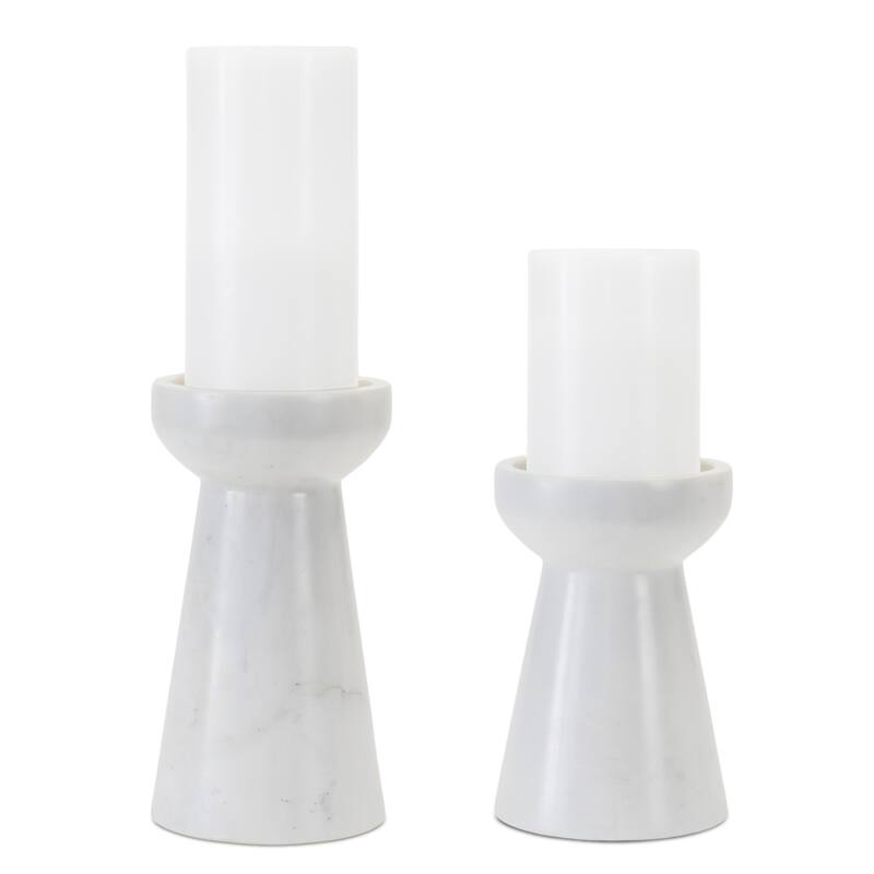 Tapered Marble Candle Holder - 6.25" - Set of 2