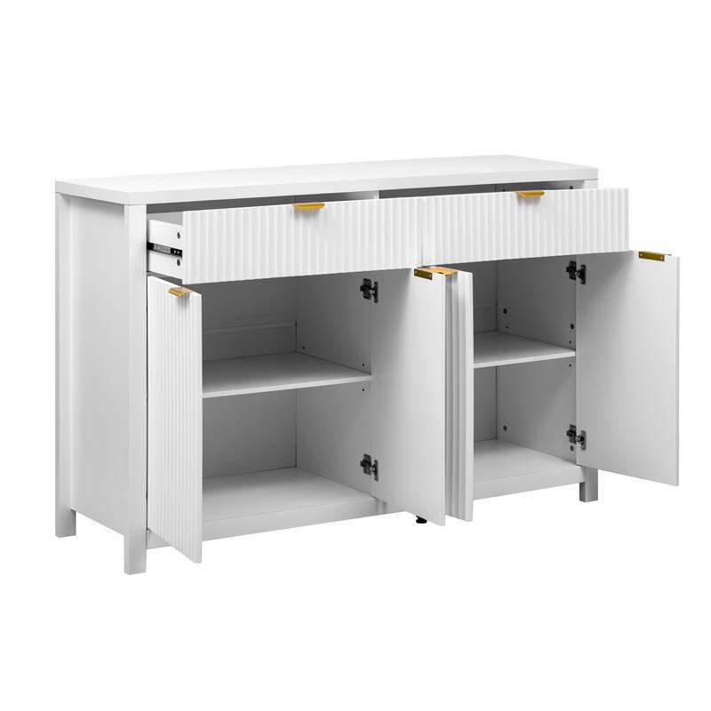 Modern Wave-Pattern Sideboard Cabinet with Adjustable Shelves and Large Capacity Drawers