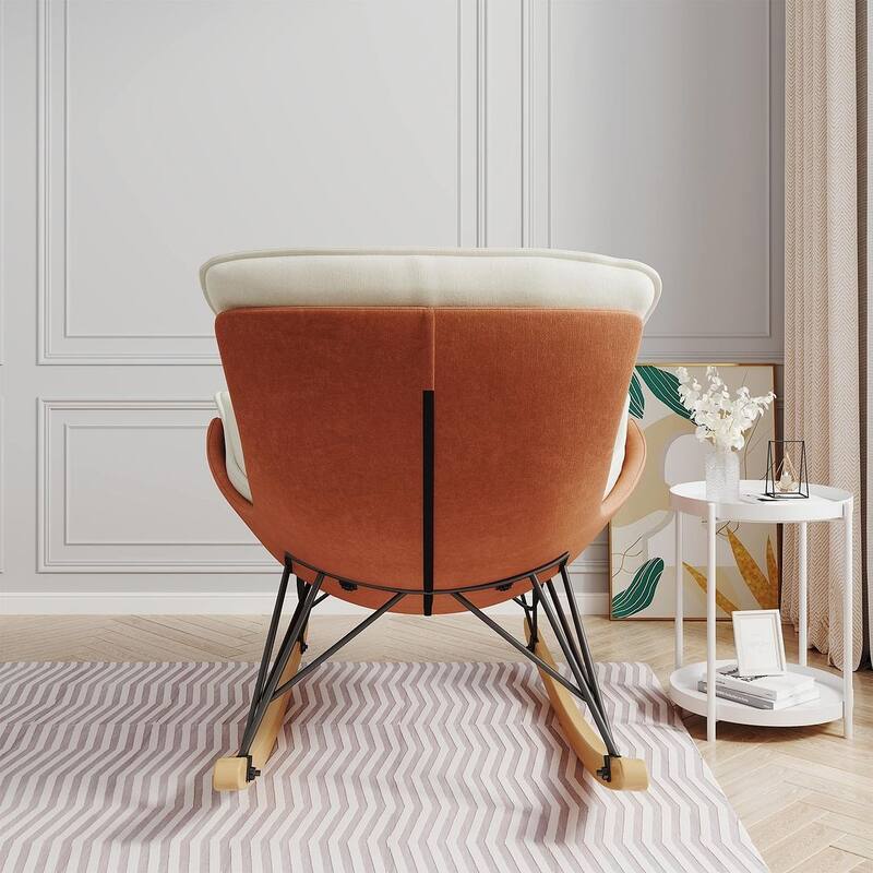43.30 "W Modern Velvet Upholstered Sliding Rocking Chair with Removable Washable Seat Cushion