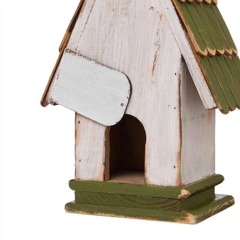 Glitzhome 10.75"H Solid Wood Green Roof Garden Hanging Birdhouse