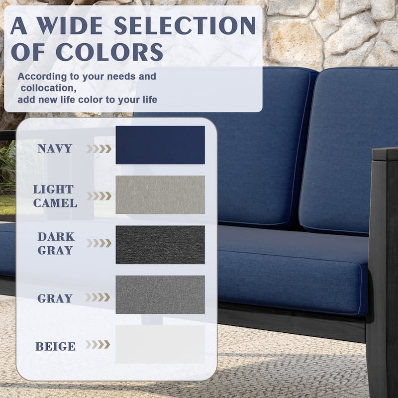 Outdoor Patio Wood Loveseat with Cushion