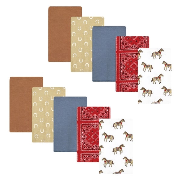 slide 1 of 1, Hudson Baby Infant Boy Cotton Flannel Burp Cloths, Cowboy 10-Pack, One Size - Cowboy 10-Pack - One Size One Size - Cowboy 10-Pack