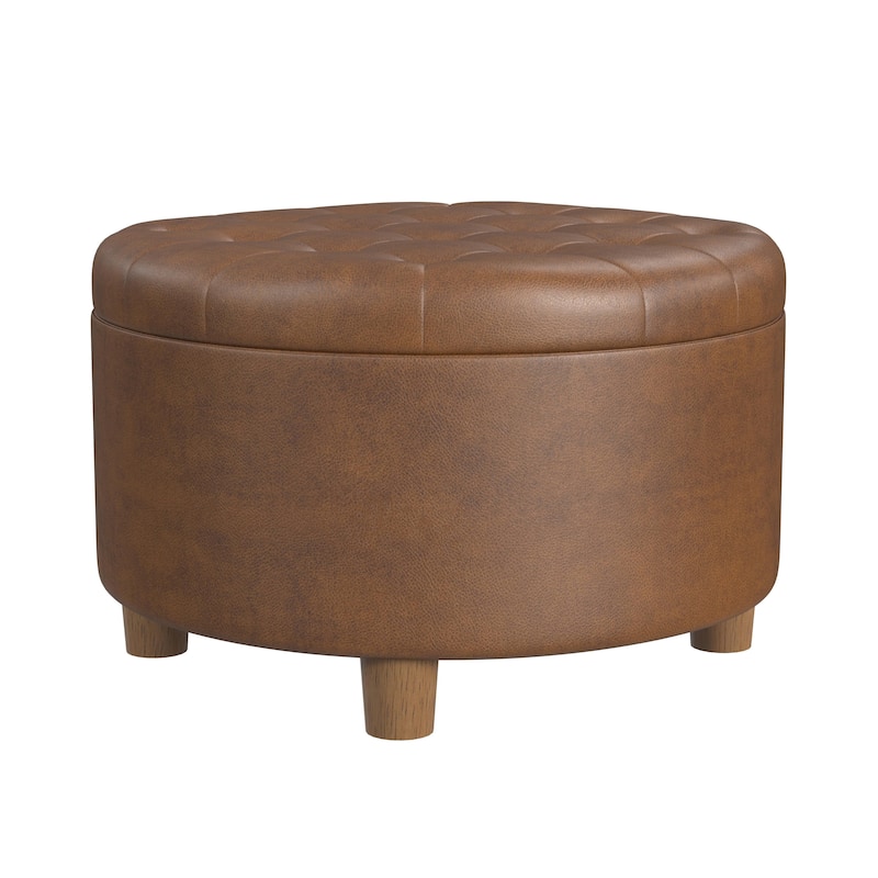 HomePop Button Tufted Round Storage Ottoman
