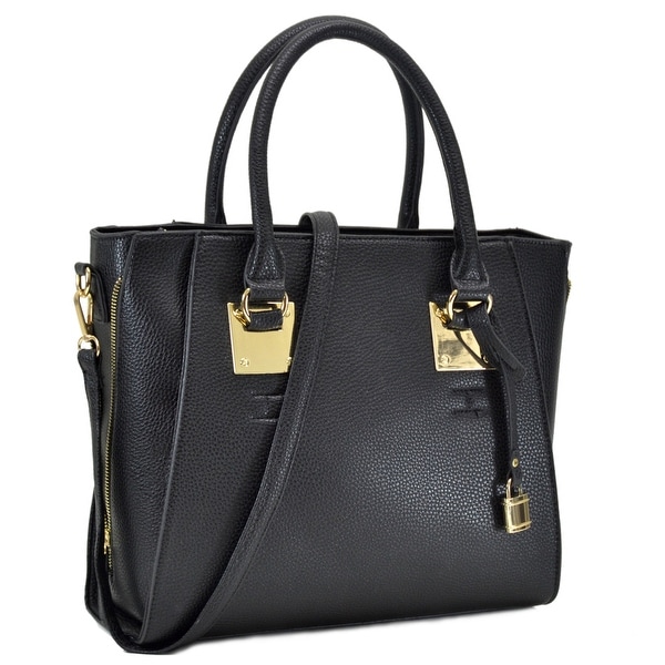 Shop Dasein Womens Faux Leather Satchel Tote Shoulder bag Handbag with Side Zipper Decor ...