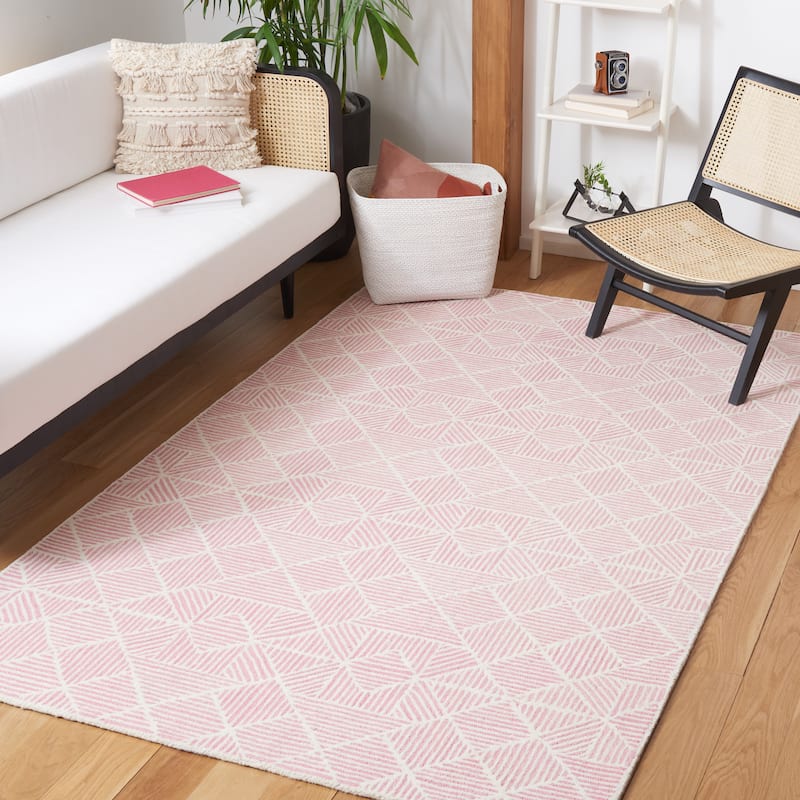 SAFAVIEH Handmade Abstract Harmanna Modern Wool Rug - 8' x 10' - Pink/Ivory