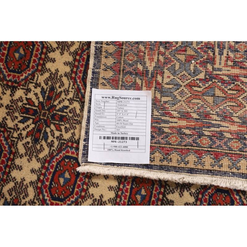All-Over Anatolian Turkish Vintage Area Rug Handmade Wool Carpet - 6'8" X 9'9"