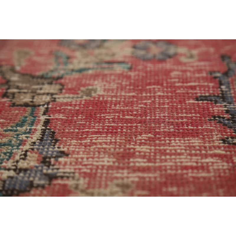 Pink Tabriz Persian Vintage Rug Hand-Knotted Wool Carpet - 7'8" x 10'8"