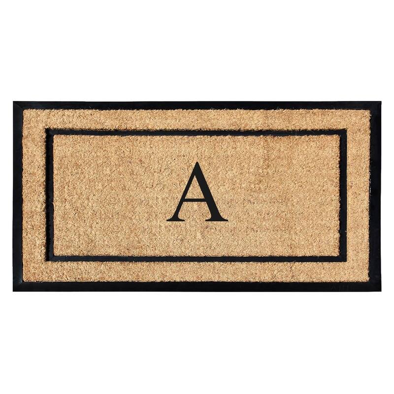 A1HC Natural Coir Monogrammed Door Mat for Front Door, Durable Large Outdoor Rug, Heavy Duty Welcome Doormat - 24" X 48"