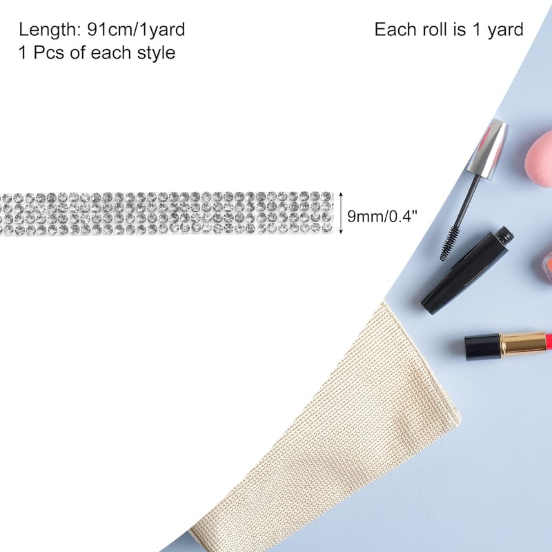 6pcs Self-Adhesive Rhinestone Ribbon for DIY Arts Craft - Mineral Silver