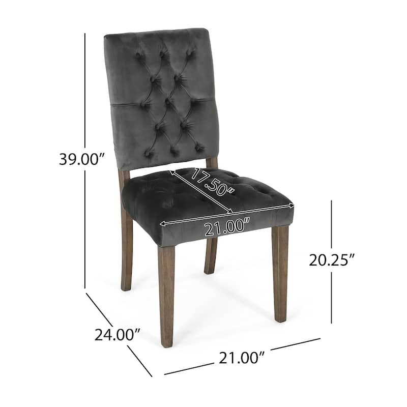 Zavie Dining Chair Set of 2, Charcoal Diamond Stitched Faux Leather
