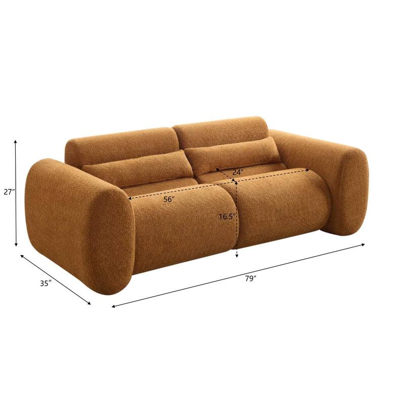 Christopher Knight Home - Cloud Modern Upholstered Bouclé Curved 3-Seater Sofa with Round Arms