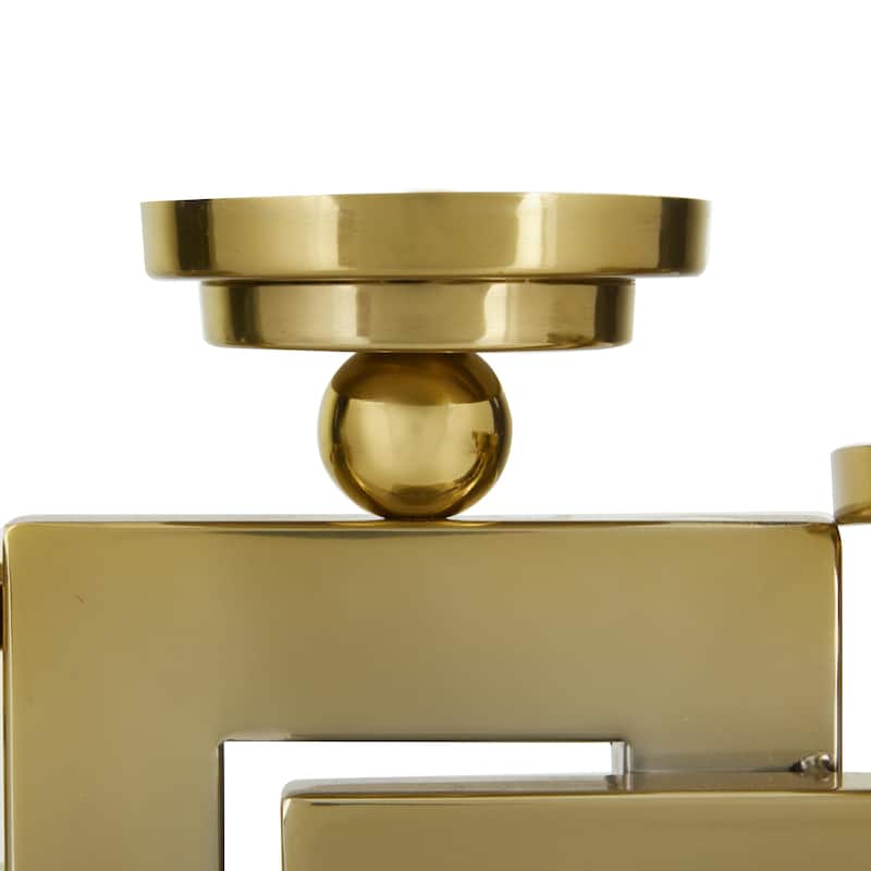 Stainless Steel Metal Pillar 3 Plate Candle Holder - Gold or Silver - Roche River Decor