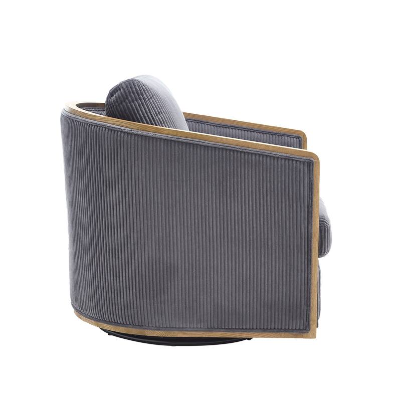 Accent Chair Sofa Chair with High-Density Foam and Curved Back, Degree Swivel Barrel Club Chair Lounge Chair