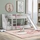preview thumbnail 15 of 25, Stairway Twin Over Twin Bunk Bed with Stairs Cabinet, Built-in Ladder and Safety Guardrails, Floor Bed Storage Platform Bed White - Twin