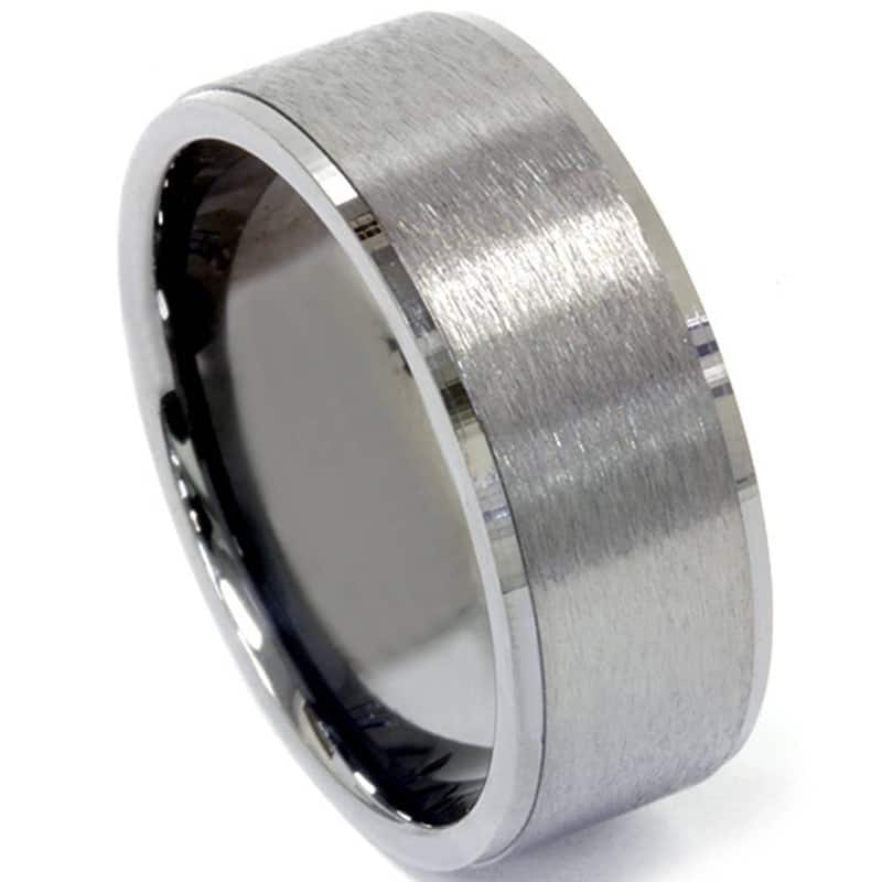 Mens Black Gold Brushed 8mm Comfort Fit Wedding Band
