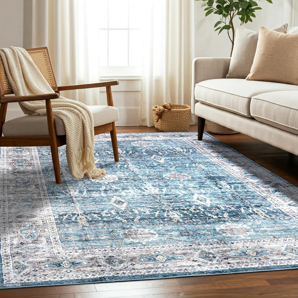 Delara Machine Washable Area Rug, Soft & Durable, Non-Slip Backing, Eco- Friendly GRS certified.