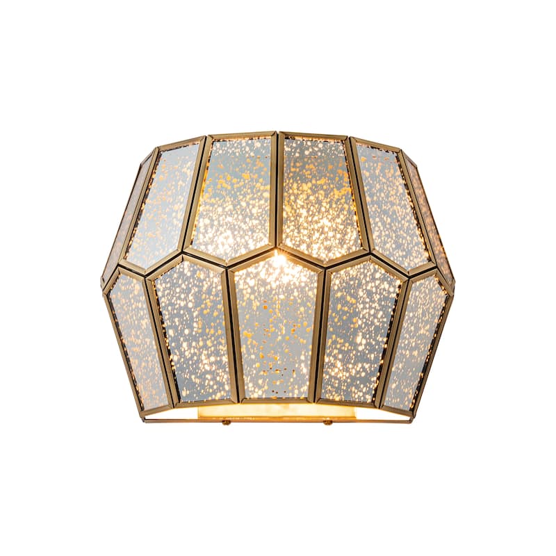 C Cattleya Brass Wall Light Indoor Wall Sconce with Silver Mercury Glass - Antique Brass - Antique Brass