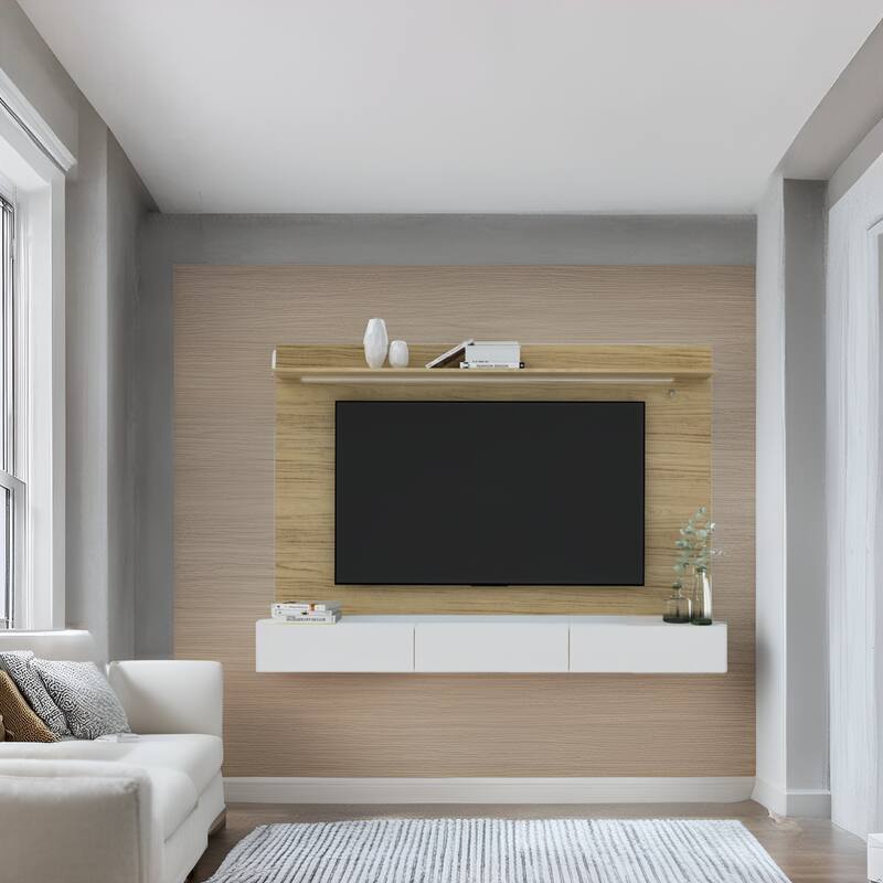70 in. Modern Floating Entertainment Center Wall Mounted Entertainment Center Wall Unit TV Wall Panel TV Mount Wall Theater