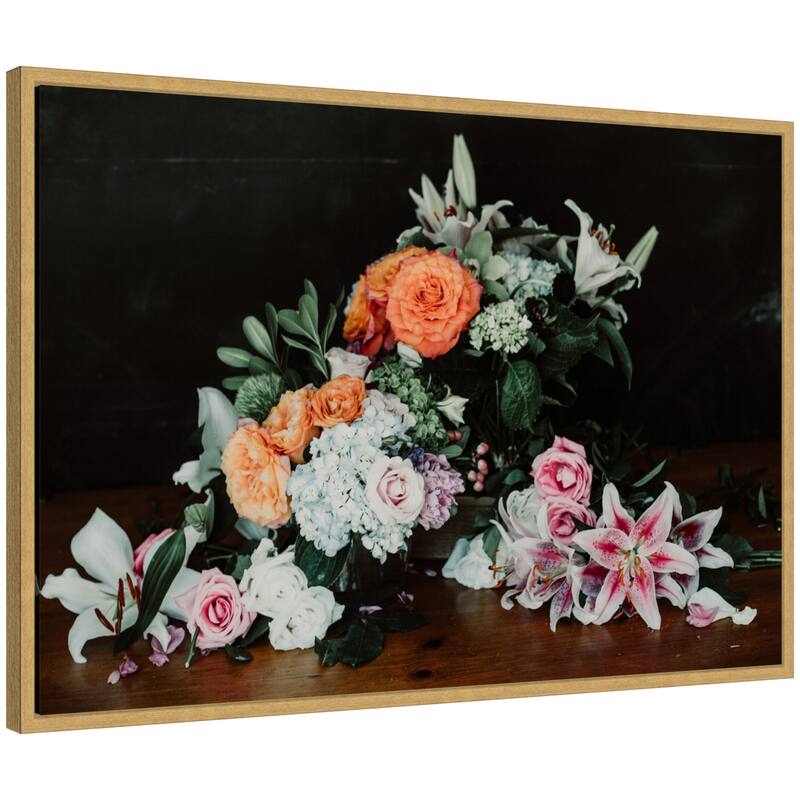 Kate and Laurel Sylvie Moody Bouquet Framed Canvas by Alicia Abla - 33x23