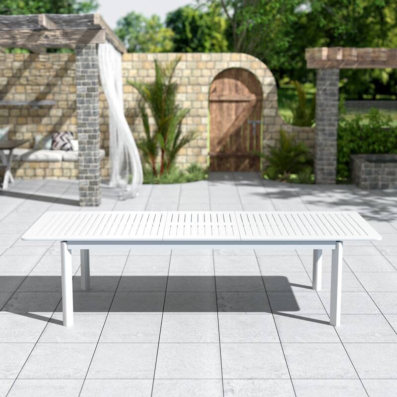 DESwan 108 in. x 39 in. Aluminum Extendable Rectangular Outdoor Dining Table