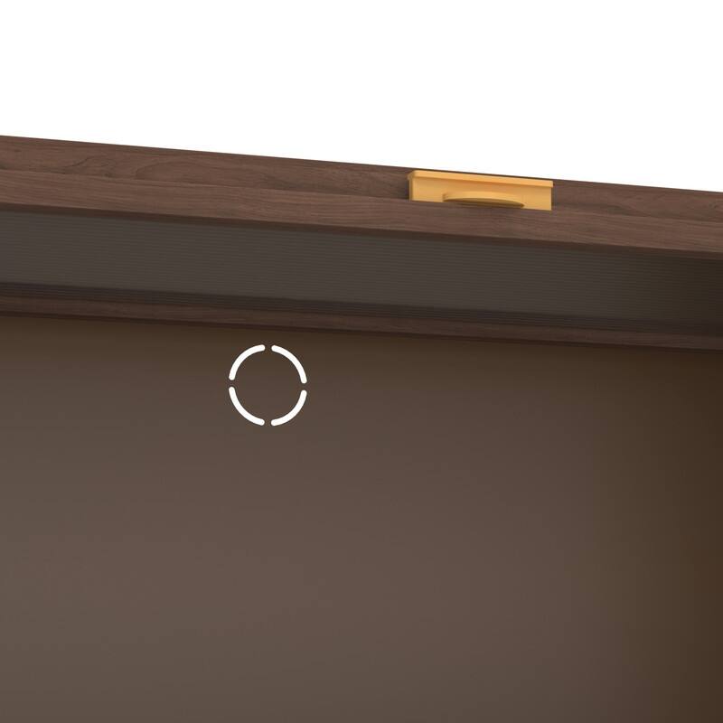 Walnut Finish 4-Door Flip Cabinet, 57" Tall Metal Storage Unit for Home & Office