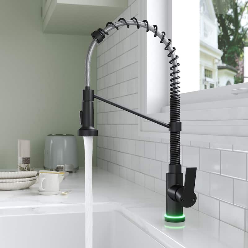 Kitchen Sink Faucet with Pulldown Sprayer Single Handle Spring Pulldown Kitchen Faucet - Matte Black