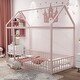 preview thumbnail 1 of 28, Twin Size Metal Bed House Bed Frame with Fence