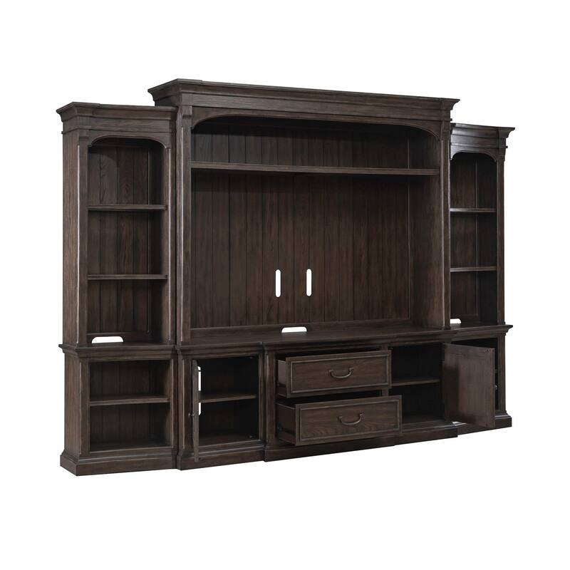 Paradise Valley Saddle Brown TV Entertainment Center with Optional Piers Shelves