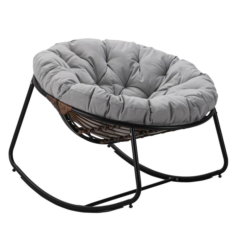 Outdoor Rocking Chair With Polyester Padded Cushion - Grey