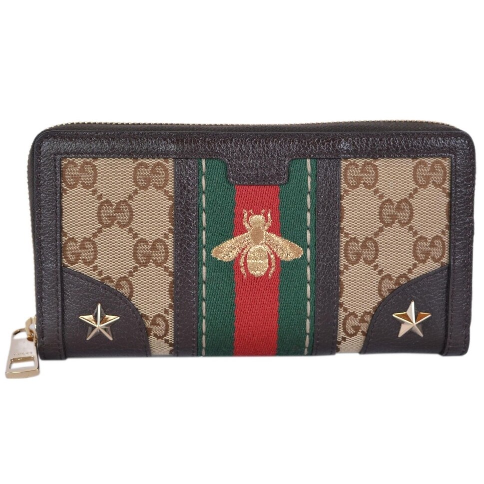 gucci bee zip around wallet