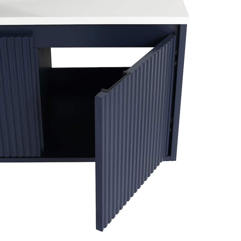 48 Inch Plywood Wall Mounted Bathroom Vanity Set with Integrated Drop-Shaped Resin Sink