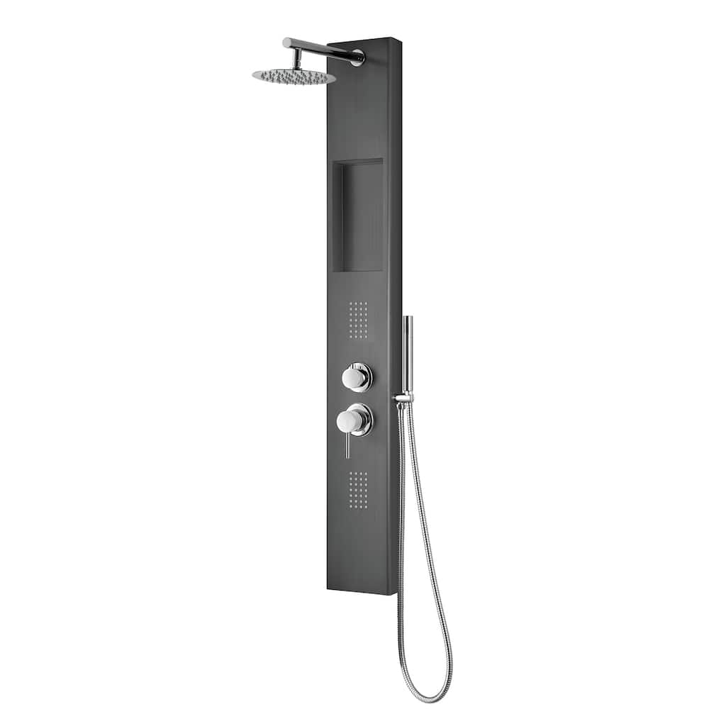 AquaNiche 8-in Rain Showerhead Showerspa with 4-Body Jets Built-in Niche and Handshower Gun Metal Black