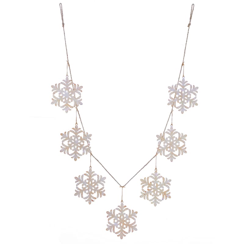 74"Metal Snowflake Garland - Champagne