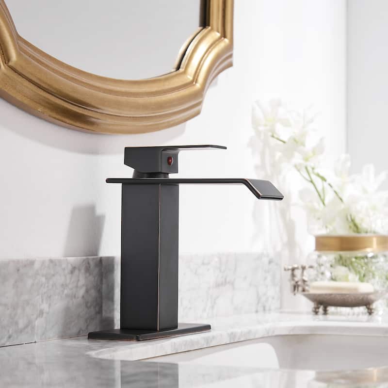 Single-Hole Low-Arc Bathroom Faucet with Drain