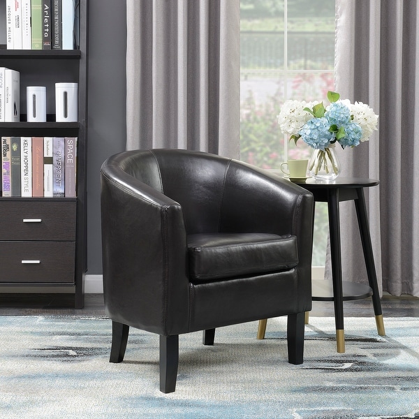 Shop Belleze Modern Arm Club Chair Faux Leather Tub Barrel ...