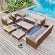 preview thumbnail 34 of 38, 9-Piece Outdoor Wicker Sectional Sofa Patio Furniture Luxury Conversation Set, Beige Cushion