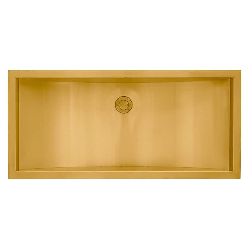 Ruvati 30 x 14 inch Brushed Gold Polished Rectangular Bathroom Sink Undermount - RVH6120GG